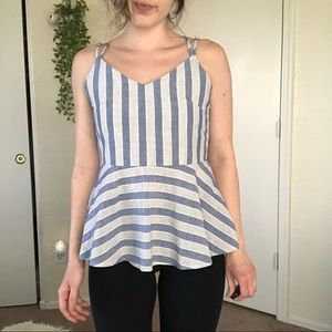 Striped Peplum Top — S